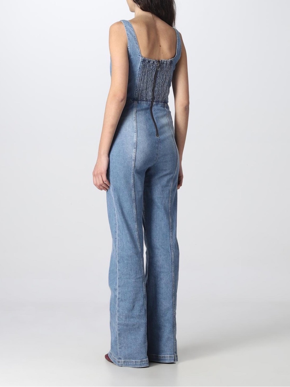 Alice + Olivia Chels Denim Corset Sleveless Jumpsuit Jeans - Light Blue - Picture 2 of 11